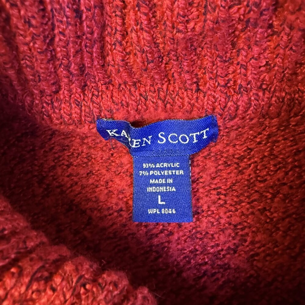 Karen Scott Womens Button Shawl-Collar Sweater Red Size Large Knit F340 - Picture 4 of 9